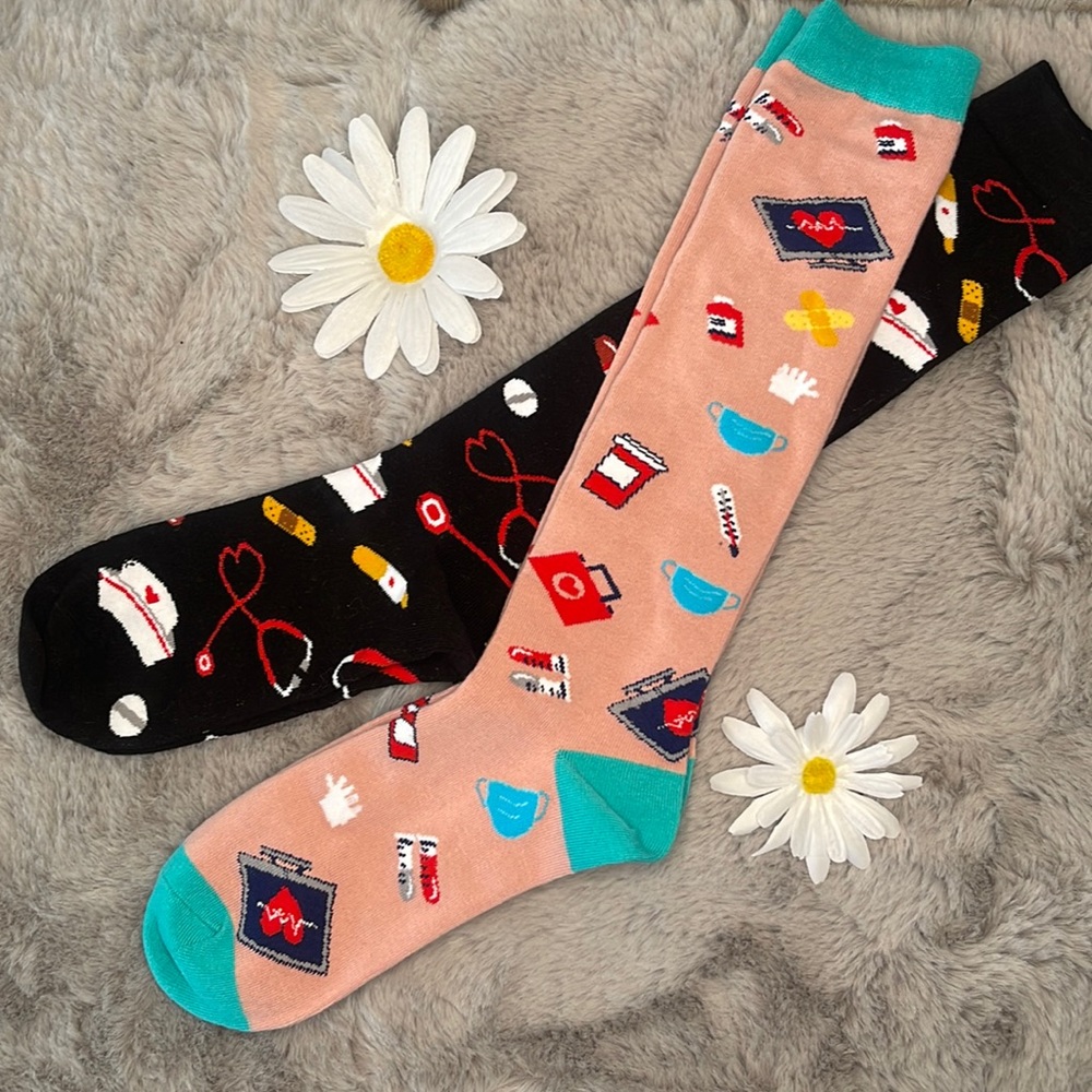 Knee-High Nursing/Medical Themed Socks, NWOT
